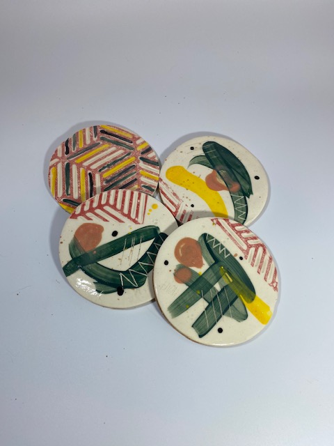 Colorful patterned ceramic coasters