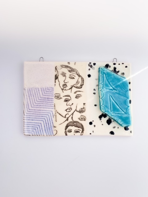 Ceramic piece with bold glaze and graphic form