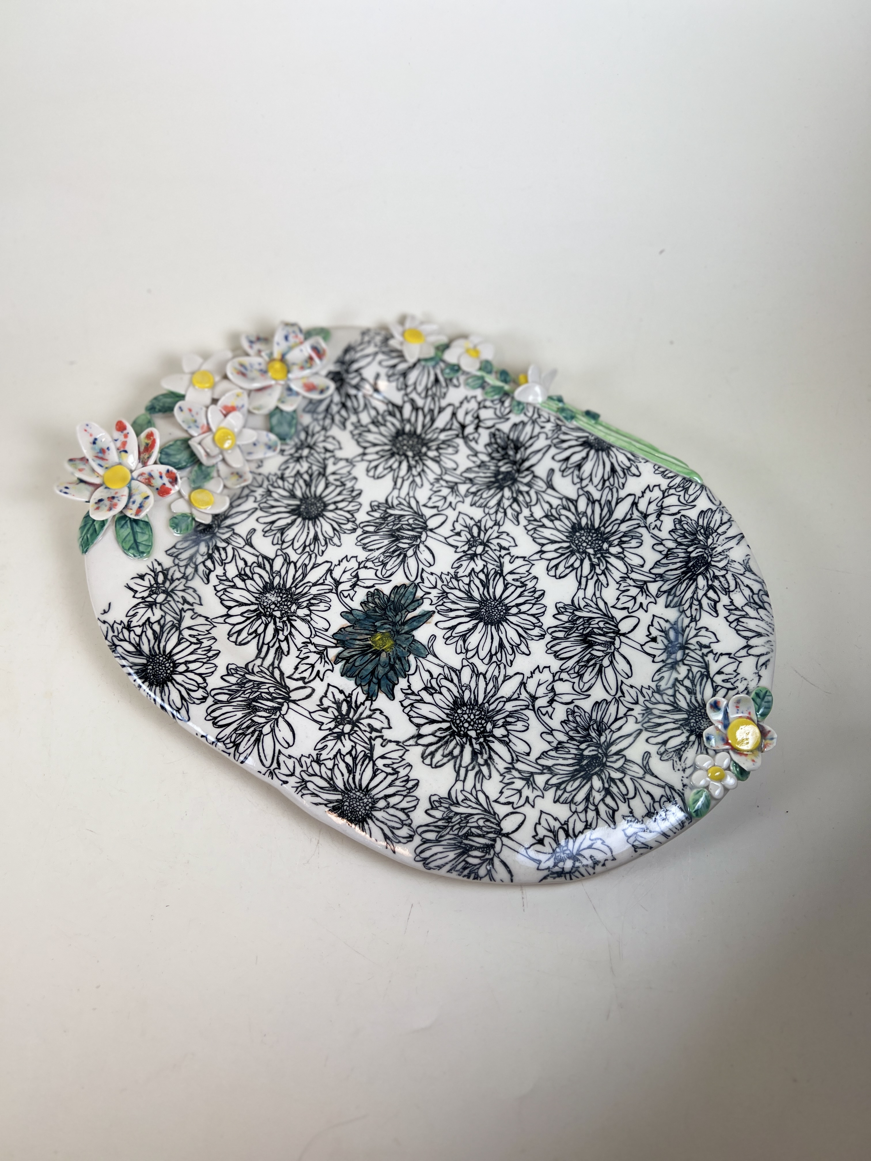 Small abstract painted ceramic dish